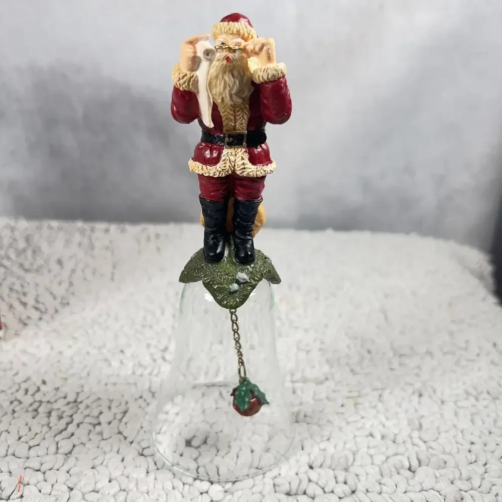 Novelino Christmas Through The Ages Glass Bell Resin Topper 1992 Modern Santa